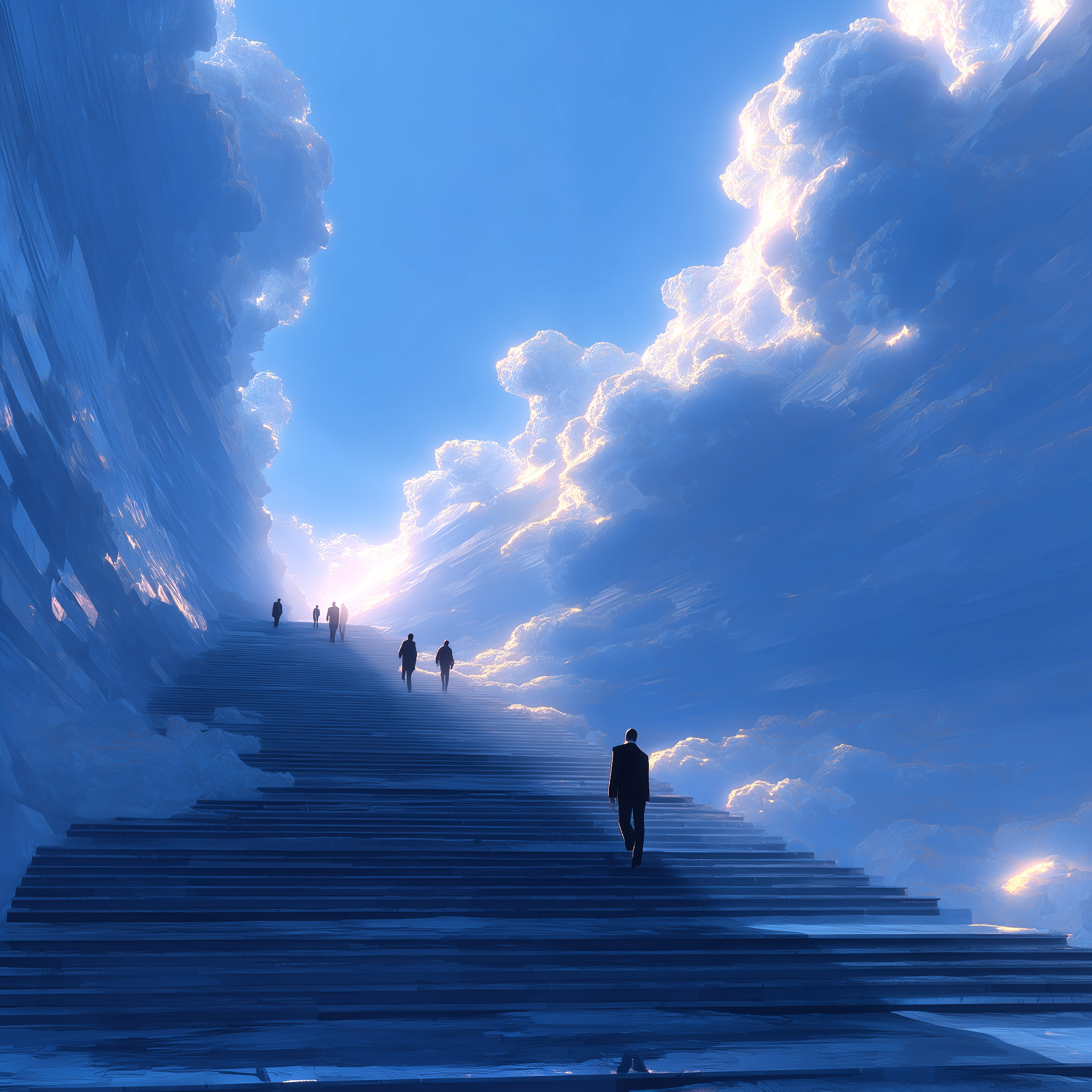 Professionals climbing the stairway to success